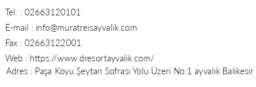 D-resort Murat Reis Ayvalk telefon numaralar, faks, e-mail, posta adresi ve iletiim bilgileri